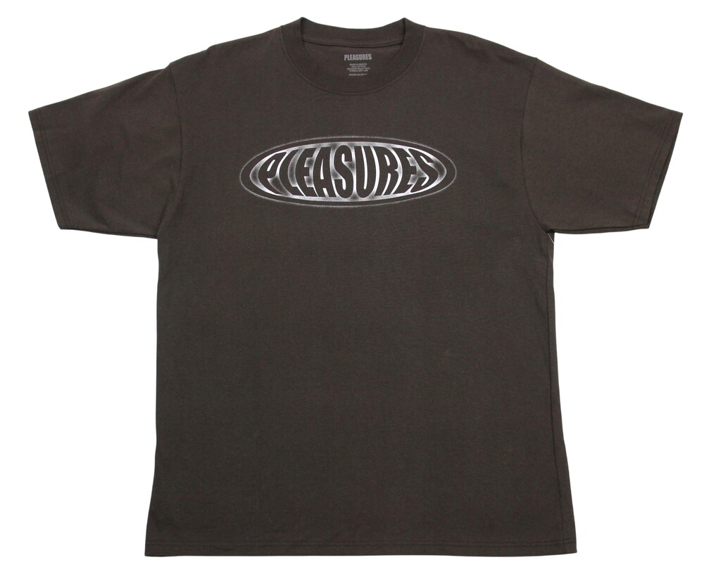 Pleasures Sandblast Logo Graphic T Shirt Mens M Brown Cotton Crew Neck NWT